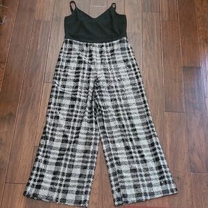 Stillettos Sleeveless Black & White Plaid Sequin Jumpsuit size 1X
